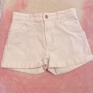 h&m basic white short
